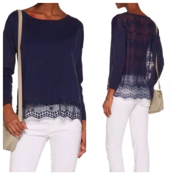 Joie Tops - Joie Geolace Sweater Dark Navy Blue Small